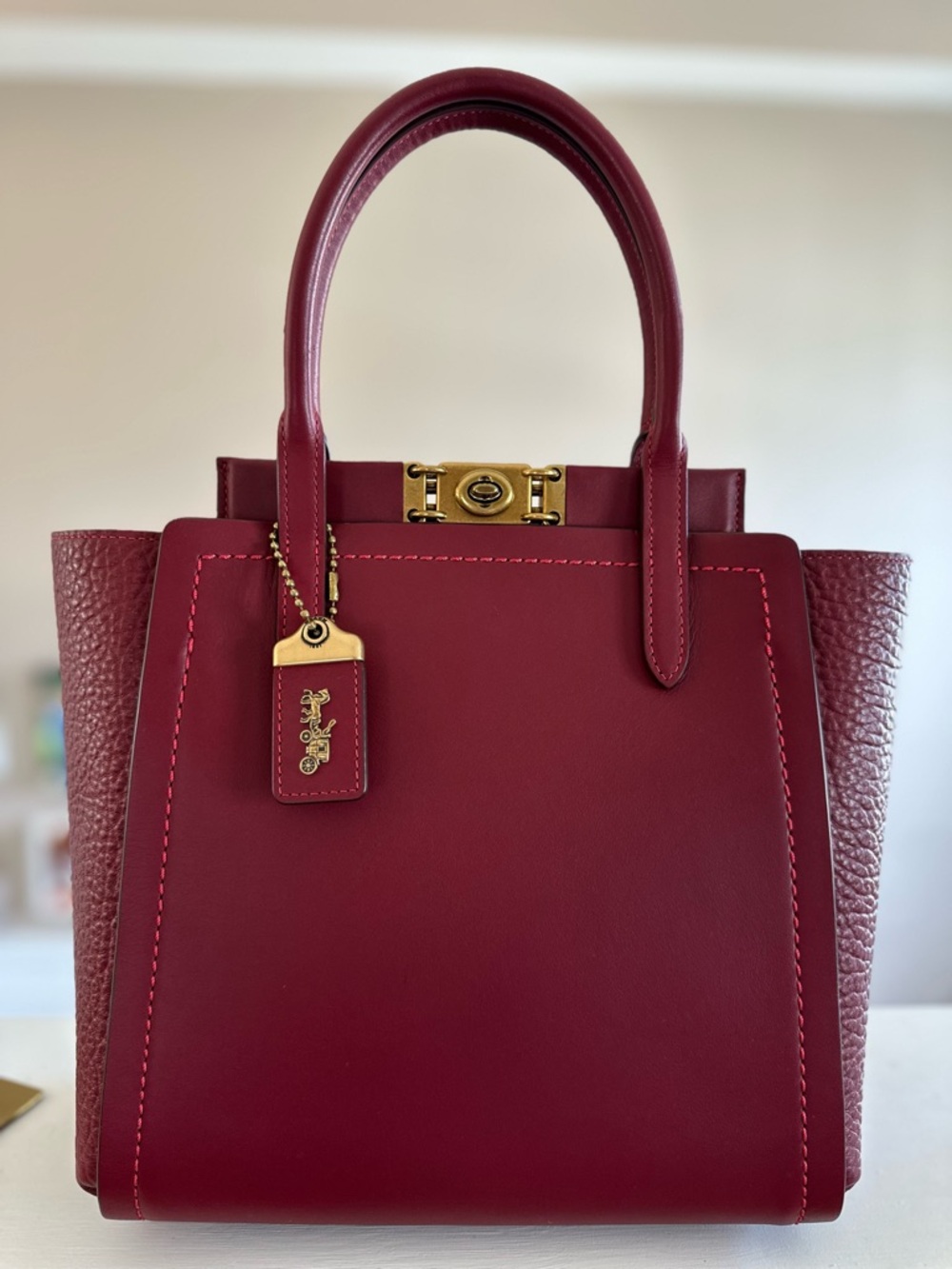 Coach Large Troupe Tote in Dark Red